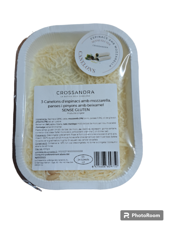 Canelons espinacs sense gluten Crossandra