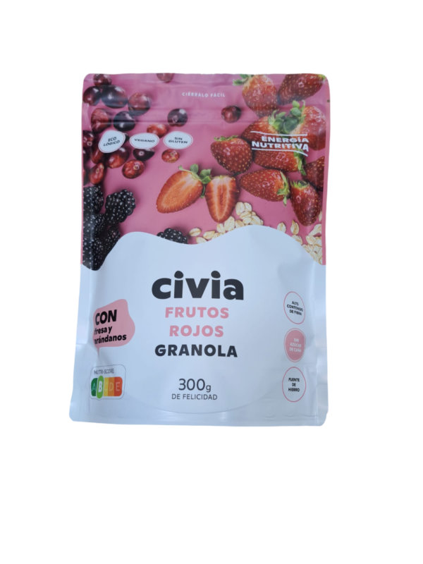 Granola de fruits vermells sense gluten i vegetariana